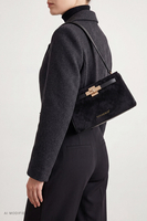 Vivisence Suede-Feel Shoulder Bag, Polyester Crossbody Bag, black