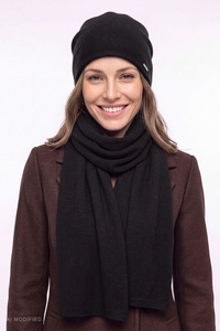 Vivisence 70134 KMPL Ensembles bonnet+foulard, noir