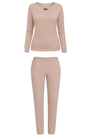 Vivisence Pyjama Deux pièces pour Femme Coton Manches Longues 2023, beige