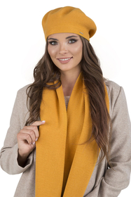 Vivisence Béret Et Écharpe Femme Pour L'automne et L'hiver En Laine Et Acrylique Ensemble Chic Pour L'Hiver Accessoire Mode Durable Pour Cadeau Parfait Confort Et Élégance 7005Kmpl, miel