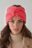 Vivisence Women Headband Soft Fluffy Knit Twist Front Cozy Warmth For Cold Days, raspberry