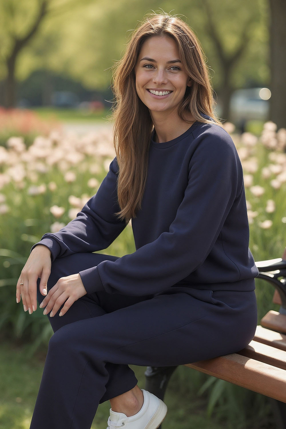 Vivisence Femme Sweat Col Rond Maille Douce Confort Toute La Journée, bleu marine