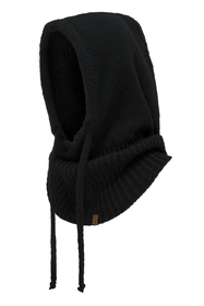 Vivisence Women Winter Hood Merino Wool Knitted Drawstring Fit Cozy Warmth, Black
