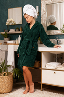 Vivisence Damen Bademantel Polyester mit Kapuze Morgenmantel, Grün