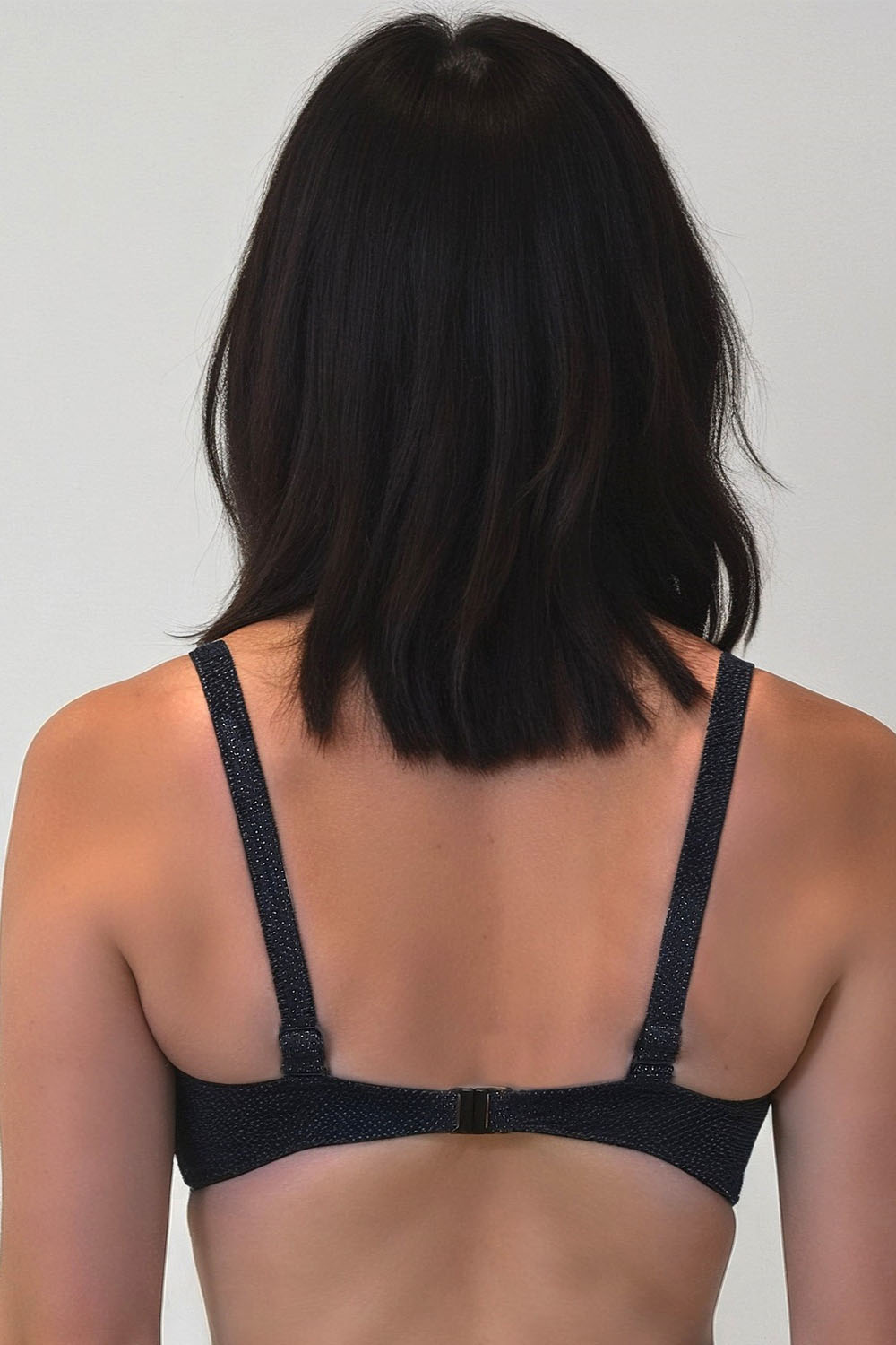 Vivisence Womens Underwire Swim Bra Non Padded with Tie Front Adjustable Straps for Full Bust Support, black-gloss