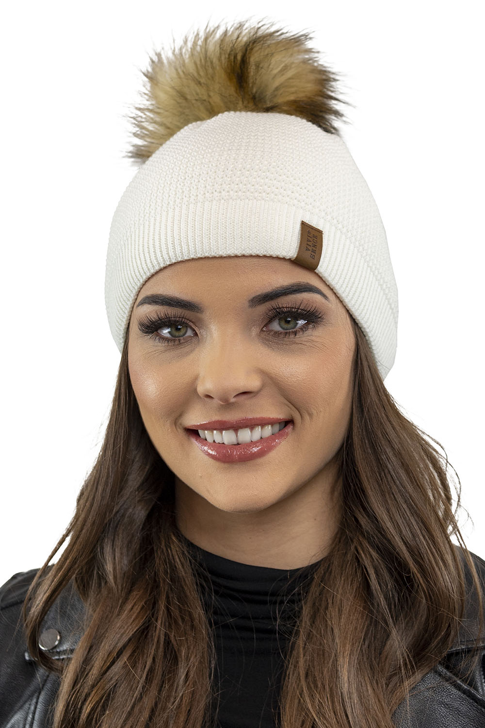 Vivisence Elegantes Damen Winter Set Aus Mütze Und Schal Mit Bommel Aus Warmem Garn Antistatische Eigenschaften Perfekte Passform Für Elegante Und Sportliche Outfits, ecru