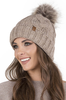 Vivisence Winter Hat With Pom Pom For Women Warm Ideal For Cold Days 7014, beige