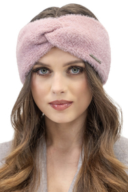 Vivisence Fluffy Lined Twisted Headband For Women Warm Autumn Winter 7093, pink