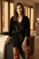 Vivisence Femme Pyjama Trois Pieces Viscose Elastique Confort Maison Nuit, noir