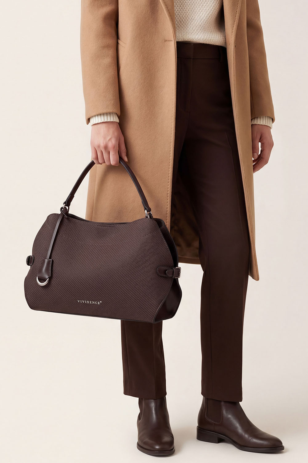 Vivisence Damen Handtasche Strukturierte Form Mit Schulterriemen Für Alltag, Braun