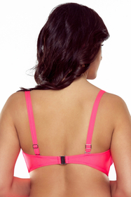 Vivisence Womens Underwire Swim Bra Non Padded With Tie Front Adjustable Straps For Full Bust Support, neon pink