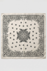 Vivisence Carré de Soie Femme 65 x 65 cm, Foulard en Soie Naturelle 14 Momme, Bords Roulés à la Main, Motif Paisley Beige/Noir, Beige/Noir