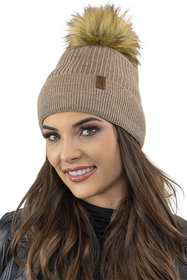 Vivisence Bonnet Femme Avec Pompon Pour L’Hiver En Fil Chaud Style Automnal 7042, beige