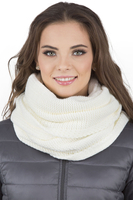 Vivisence Damen Bommelmütze Und Loop-Schal Mit Bommel Ideal Für Wintertage 7014, ecru