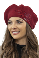 Vivisence Béret Femme Avec Appliqué En Zirkonia Idéal Pour Les Jours Froids 7051, bordeaux