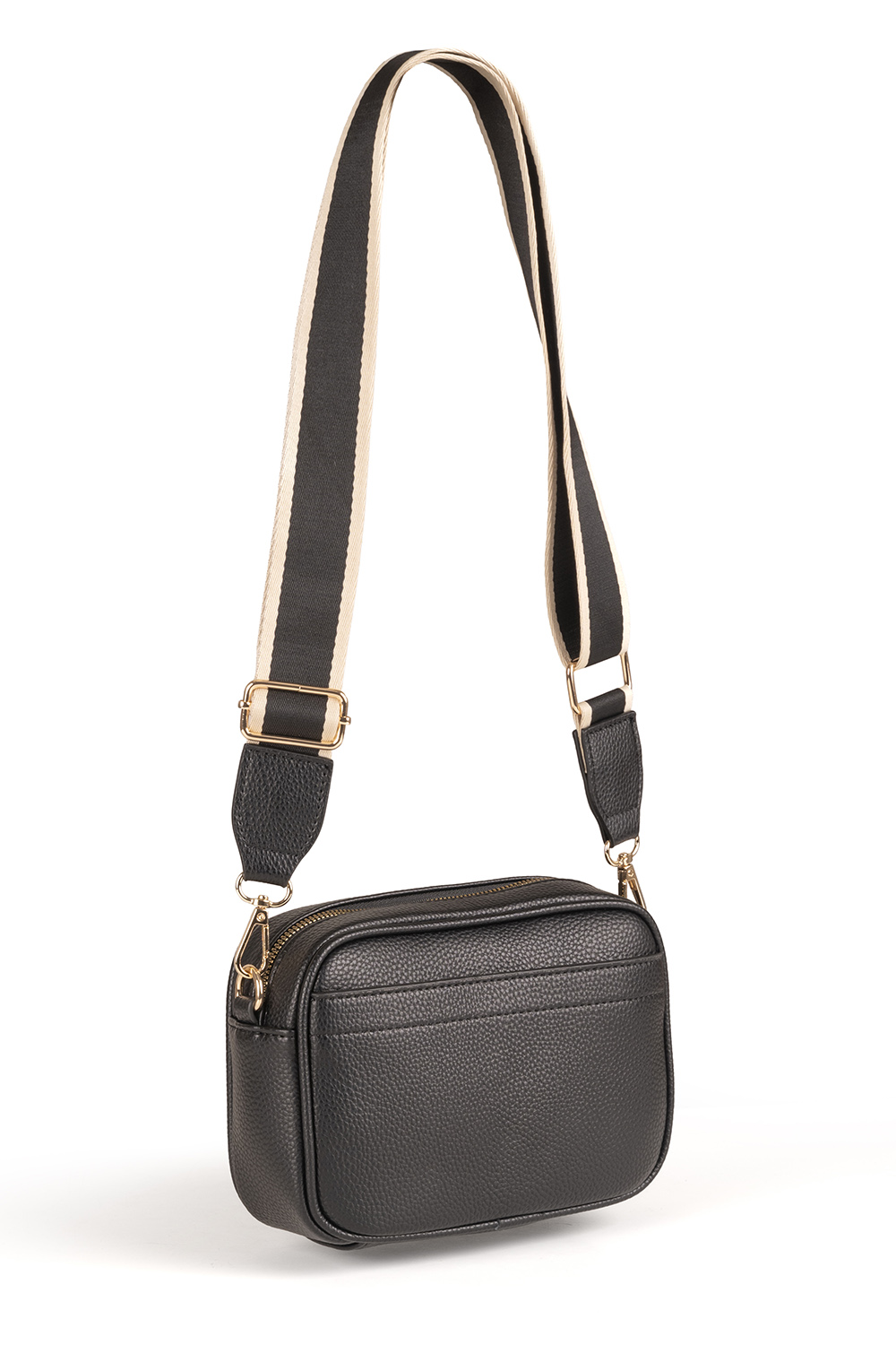 Vivisence Damen Schultertasche mit Reißverschluss Verstellbarer Riemen, Schwarz