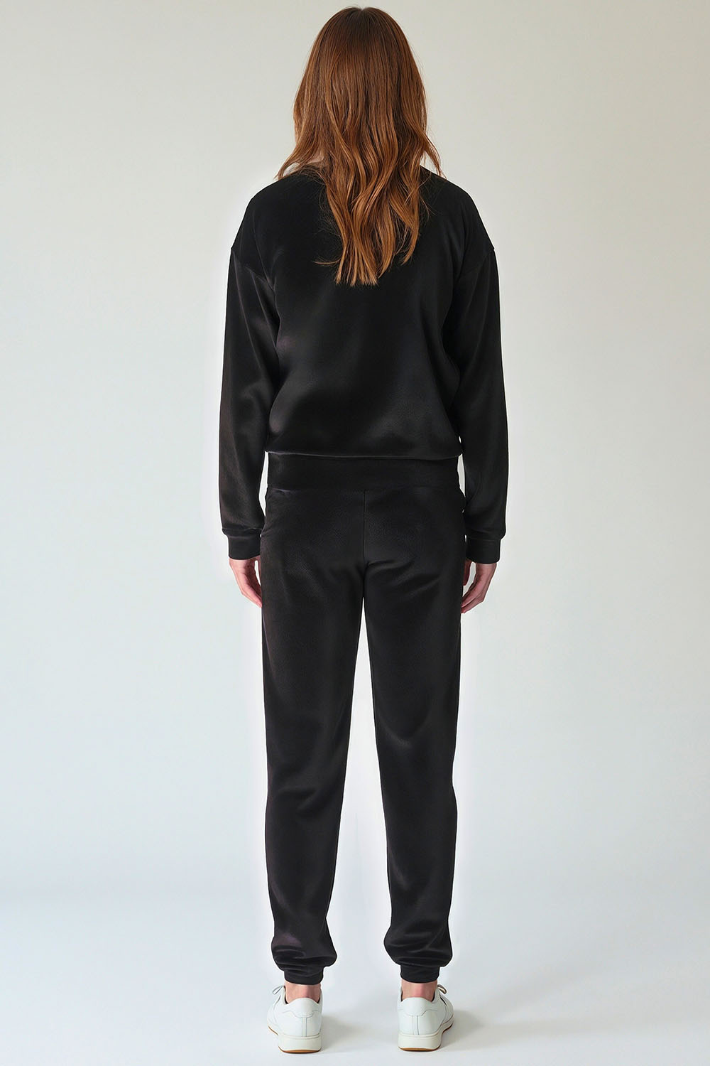 Vivisence Damen Trainingsanzug-Set Baumwolle Konische Hosen Ideal Für Komfort Im Alltag 9202, Schwarz