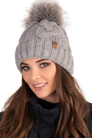 Vivisence Bonnet Femme Et Écharpe Pour L'automne et L'hiver À Pompon Cache-cou Ensemble Classique En Fils Chauds Avec Doublure En Polaire Parfait Pour Les Journées Froides 7014, gris clair