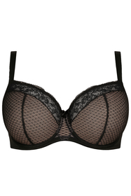 Vivisence Soutien-Gorge Semi-Rembourré Élégant Dentelle Florale Bretelles Réglables Maintien Optimal Sans Baleines Latérales Idéal Comme Cadeau, noir