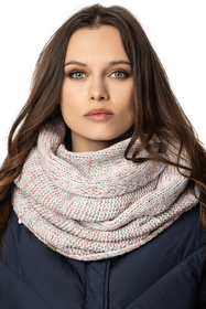 Vivisence Stylish Women's Winter Set Including Pompom Hat And Cozy Snood Scarf Made From Soft And Warm Fabric Smooth Fleece Lining Ideal For Cold Days, white melange