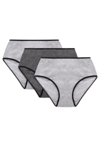 Vivisence Dame Slip Bund Voll Klassisch Unterhose Baumwolle Alltag 4017, schwarzes Gummiband:mix2 3-pack