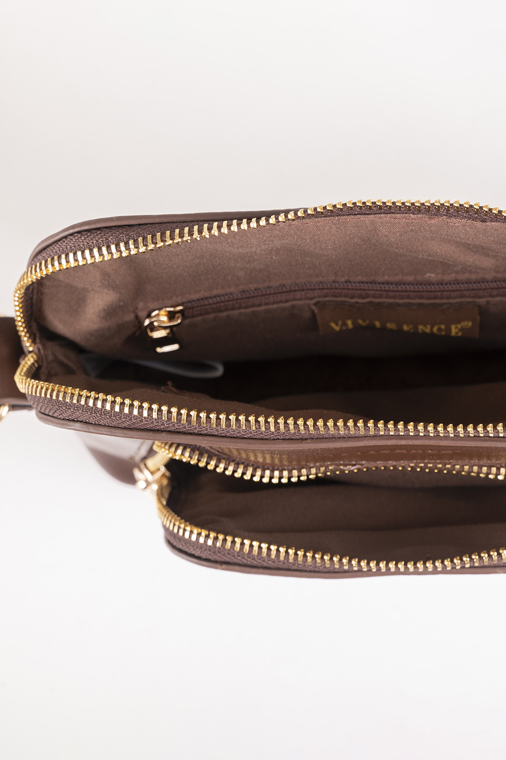 Vivisence Women's Shoulder Bag Zip Closure Comfort Elegance for Everyday, brown