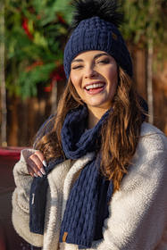 Vivisence Écharpe Femme Hiver Douce Et Chaude Pour Les Journées Froides 7015S, bleu foncé