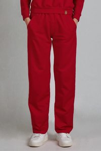Vivisence Jogginghose Damen Bequeme Mit Weitem Bein Elastischem Bund Und Seitentaschen Aus Hochwertigem Strickstoff Perfekt Für Freizeit Sport Yoga Entspannte Alltagslooks 9102, Rot