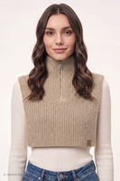 Vivisence women's set hat snood warm knit fingerless warmers, beige