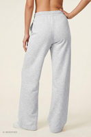 Vivisence Femme Pantalon Large Taille Haute Ajustable Confort Quotidien, mélange gris