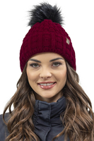 Vivisence Bonnet Femme Avec Pompon Doublé En Polaire Tricoté Pour L’Hiver 7015, bordeaux