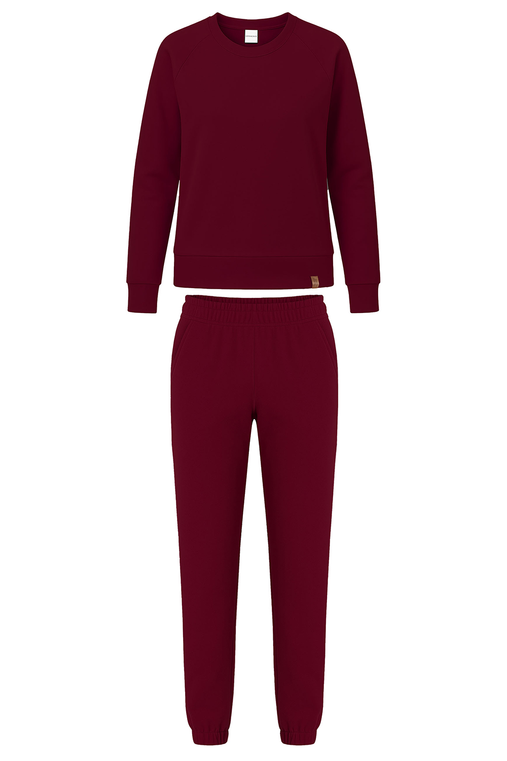Vivisence Women's Tracksuit Two Piece Lounge Set With Classic Sweatshirt And Tapered Joggers Featuring Elastic Waist Ribbed Cuffs And Side Pockets For Everyday Comfort 9204kmpl, maroon