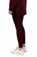 Vivisence Womens Leggings Ribbed Cotton Blend Elastic Waist All Day Comfort, maroon