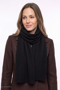 Vivisence Women's Merino Wool and Cashmere Scarf, black