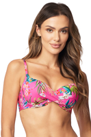 Vivisence Bikini Push Up BH Verstellbare Träger Ideal Für Strand Schwimmbad 3222, Blumen/pink