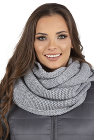 Vivisence Knitted Loop Scarf Double Folded Warm Ideal For Winter 7103, light grey