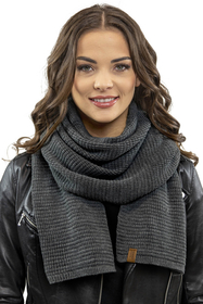 Vivisence Elegantes Damen Winter Set Aus Mütze Und Schal Mit Bommel Aus Warmem Garn Antistatische Eigenschaften Perfekte Passform Für Elegante Und Sportliche Outfits, dunkelgrau