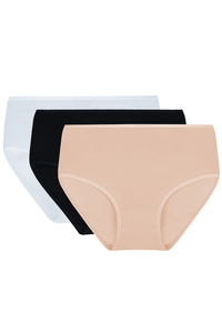 Vivisence femmes slip souple taille haute 4001, blanc/noir/beige