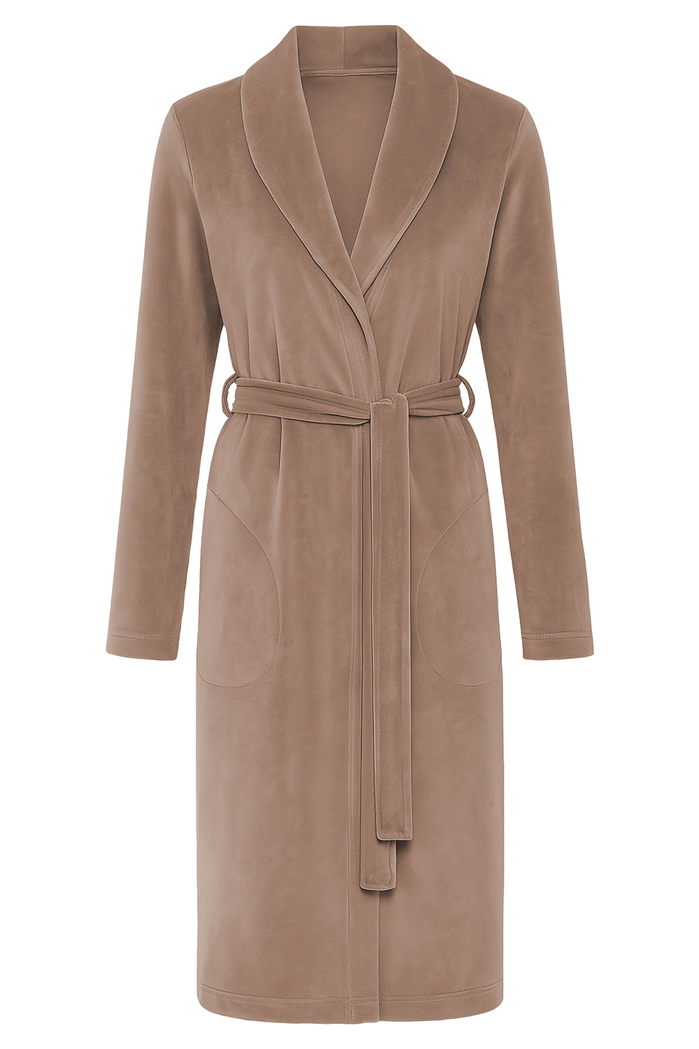 Vivisence Robe Cotton Belted Pockets Double-Sided Soft Cozy Daily Use 5022, beige