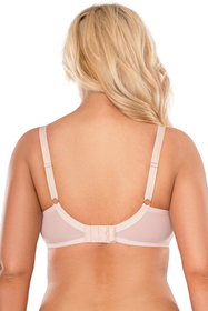 Vivisence Underwired Bra Lace Semi Padded Bra Half-Padded Cups Floral Lace Details Adjustable Straps Side Seam Boning Perfect for Elegant Gift, powder pink