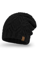 Vivisence Femme Bonnet Hiver Laine Agneau Maille Fantaisie Chaleur Confort, noir