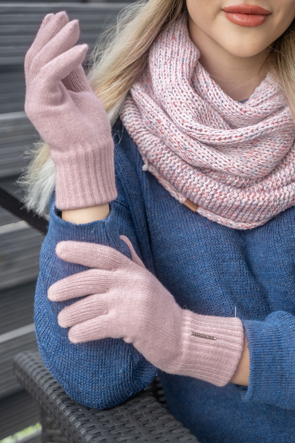 Vivisence Gants Femme Hiver Doux Et Chauds Pour Temps Froid 7202, rose poudré