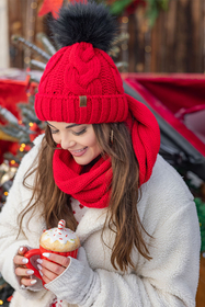 Vivisence Knitted Loop Scarf Double Folded Warm Ideal For Winter 7103, red