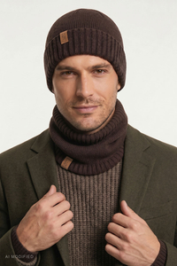 Sets Sets hat + loop scarf, Brown