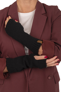 Vivisence Strickhandschuhe Damen Merino Baumwolle Weich und Warm Für Kalte Tage, Schwarz