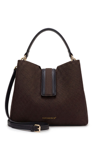 Vivisence Women Top Handle Bag Magnetic Flap and Strap for Daily Use Organized, Brown