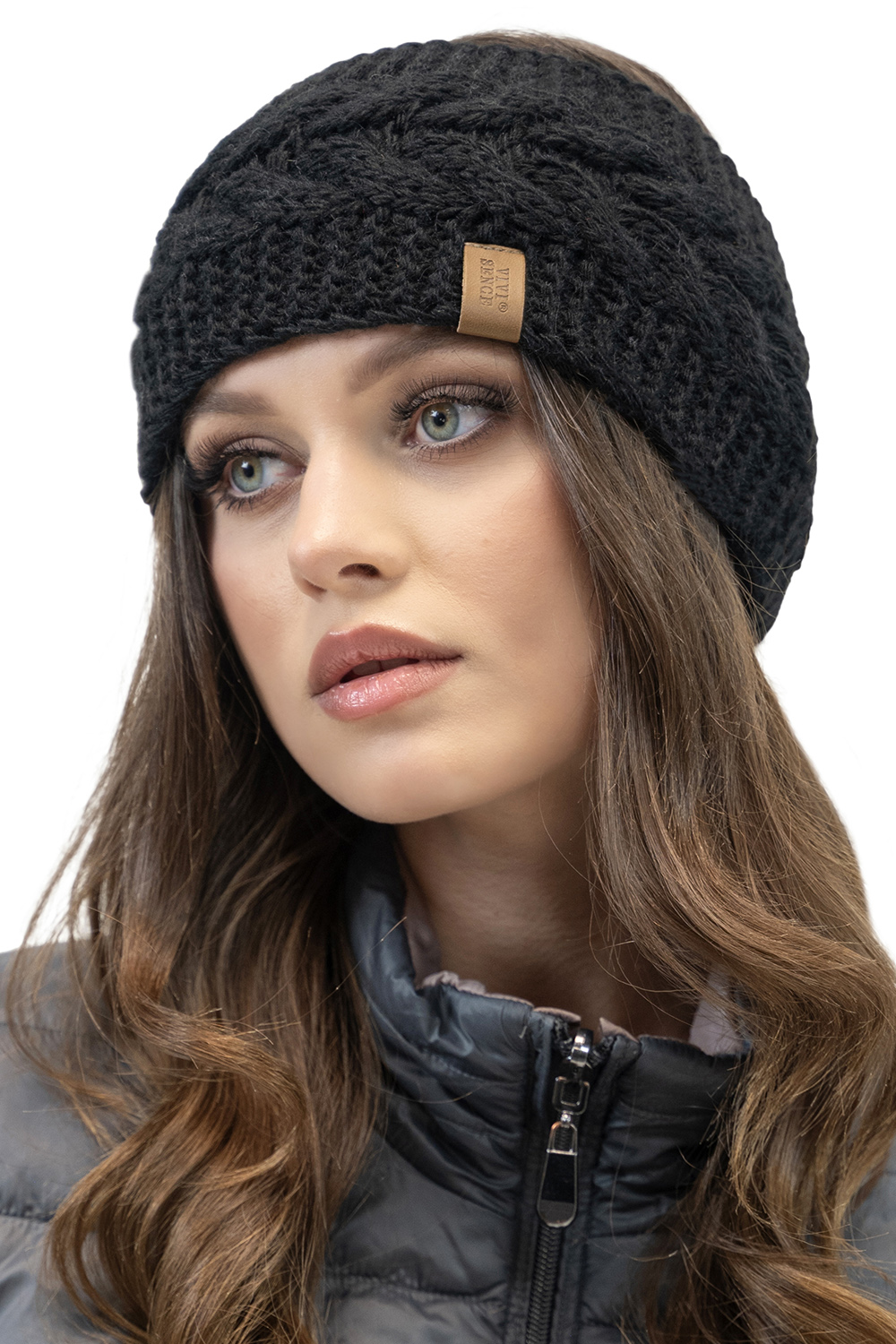 Vivisence Thick Yarn Headband For Women Winter Perfect Fit Ideal Comfort 7094, black