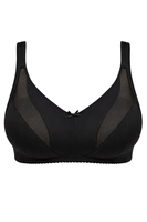 Vivisence Women’s Wirefree Soft Bra, Non Padded Everyday Comfort Bra with Mesh Detail, Adjustable Straps and Natural Support, Black