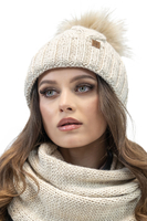 VIVISENCE Wintermütze mit Bommel Damen Warmes Ideal Für Kalte Wintertage 7014, hellbeige