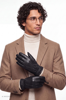 Vivisence Herren Lederhandschuhe mit Wollfutter, schwarz